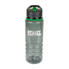 Branded 750ml Smoked PET Sports Bottle with Straw in Green