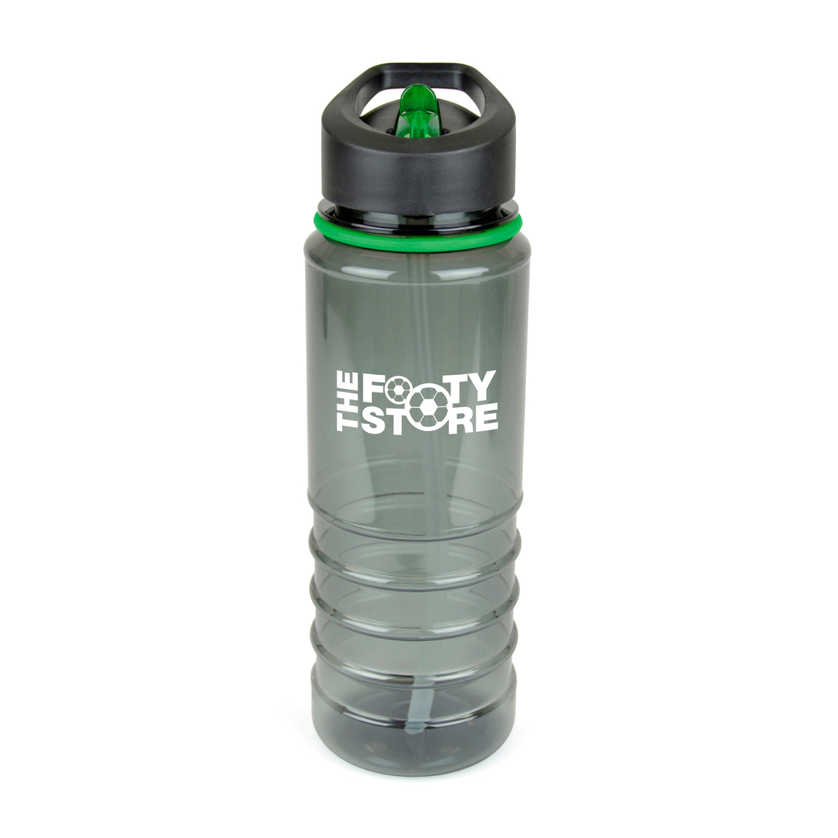 Branded 750ml Smoked PET Sports Bottle with Straw in Green
