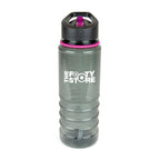 Branded 750ml Smoked PET Sports Bottle with Straw in Pink