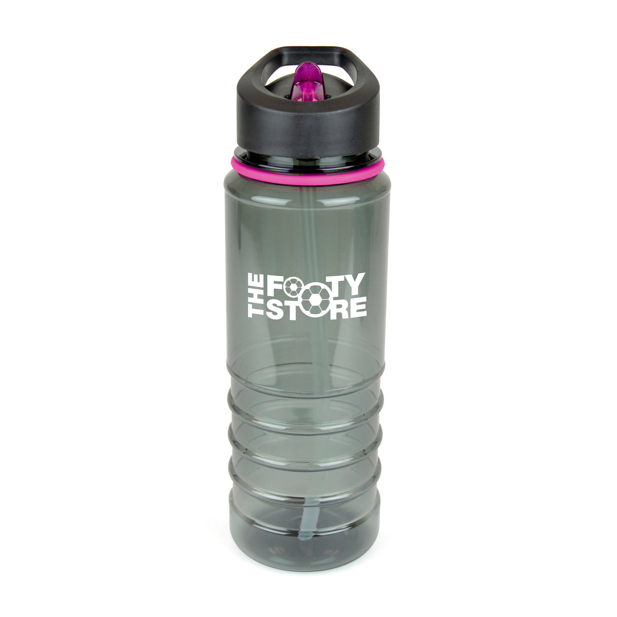 Branded 750ml Smoked PET Sports Bottle with Straw in Pink