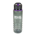 Branded 750ml Smoked PET Sports Bottle with Straw in Purple