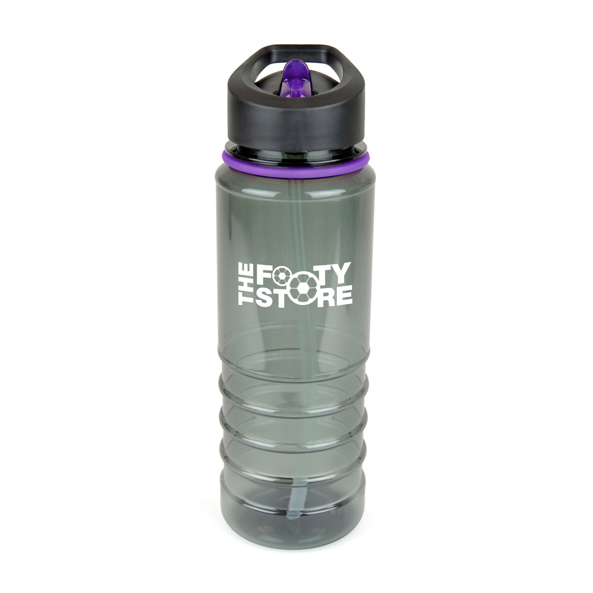 Branded 750ml Smoked PET Sports Bottle with Straw in Purple