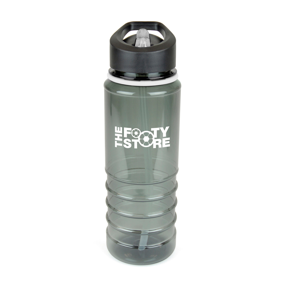 Branded 750ml Smoked PET Sports Bottle with Straw in White