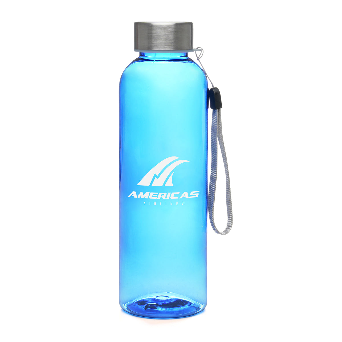 Branded 550ml RPET Bottle with Silver Screw Lid in Blue