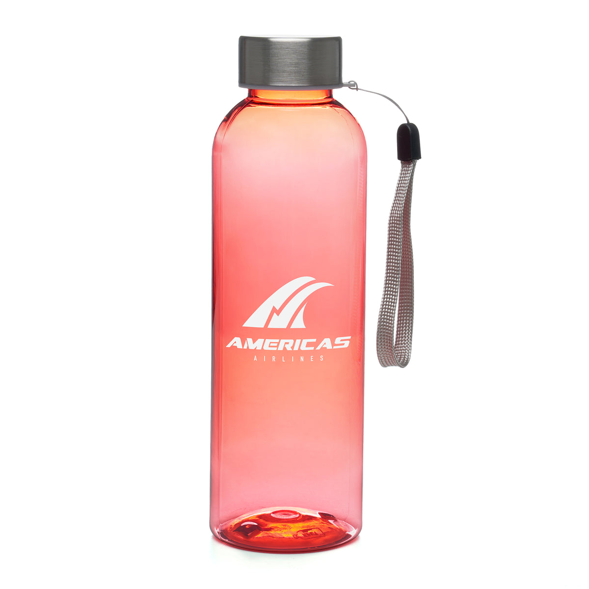 Branded 550ml RPET Bottle with Silver Screw Lid in Red