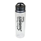 Branded 725ml Clear PET Sports Bottle with Straw in Black