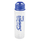Branded 725ml Clear PET Sports Bottle with Straw in Blue