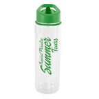 Branded 725ml Clear PET Sports Bottle with Straw in Green