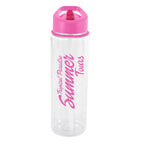 Branded 725ml Clear PET Sports Bottle with Straw in Pink