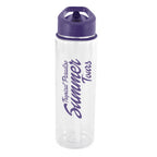 Branded 725ml Clear PET Sports Bottle with Straw in Purple