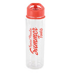 Branded 725ml Clear PET Sports Bottle with Straw in Red