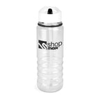 Branded 750ml Clear PET Bottle with White Lid and Sipper in Black