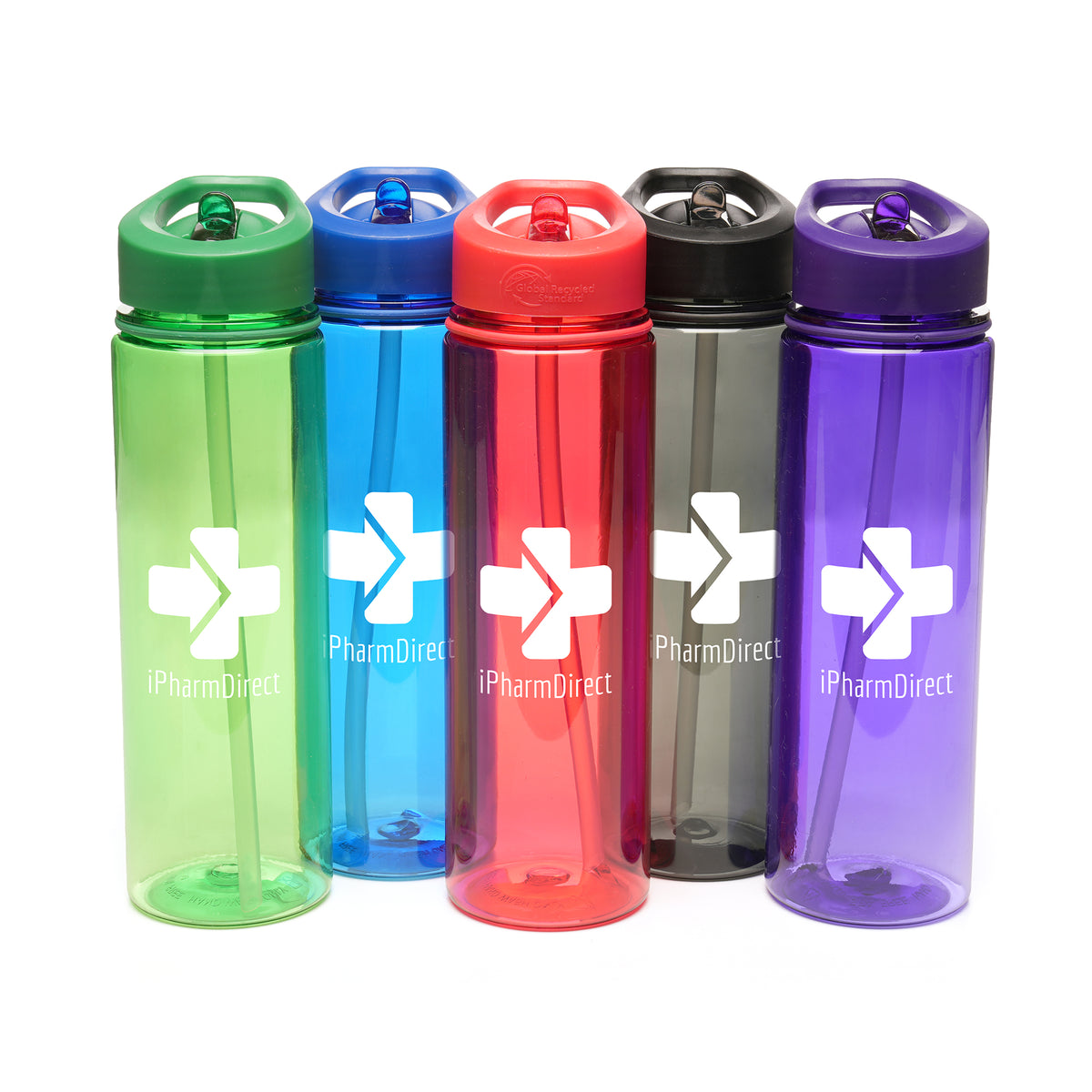 Branded Coloured RPET Drinks Bottle with Straw and Sipper