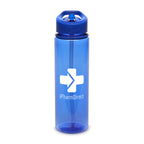 Branded Coloured RPET Drinks Bottle with Straw and Sipper in Blue