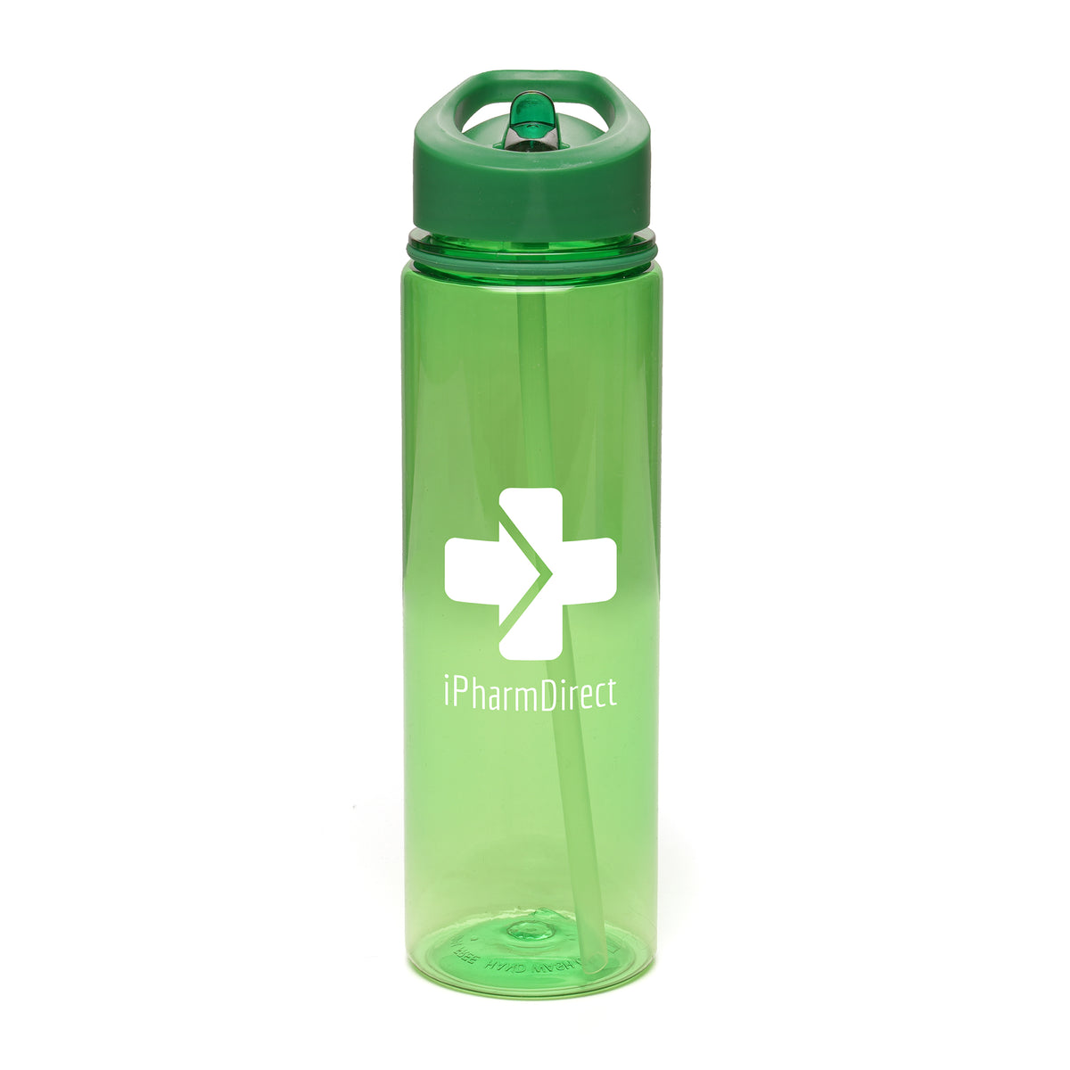 Branded Coloured RPET Drinks Bottle with Straw and Sipper in Green