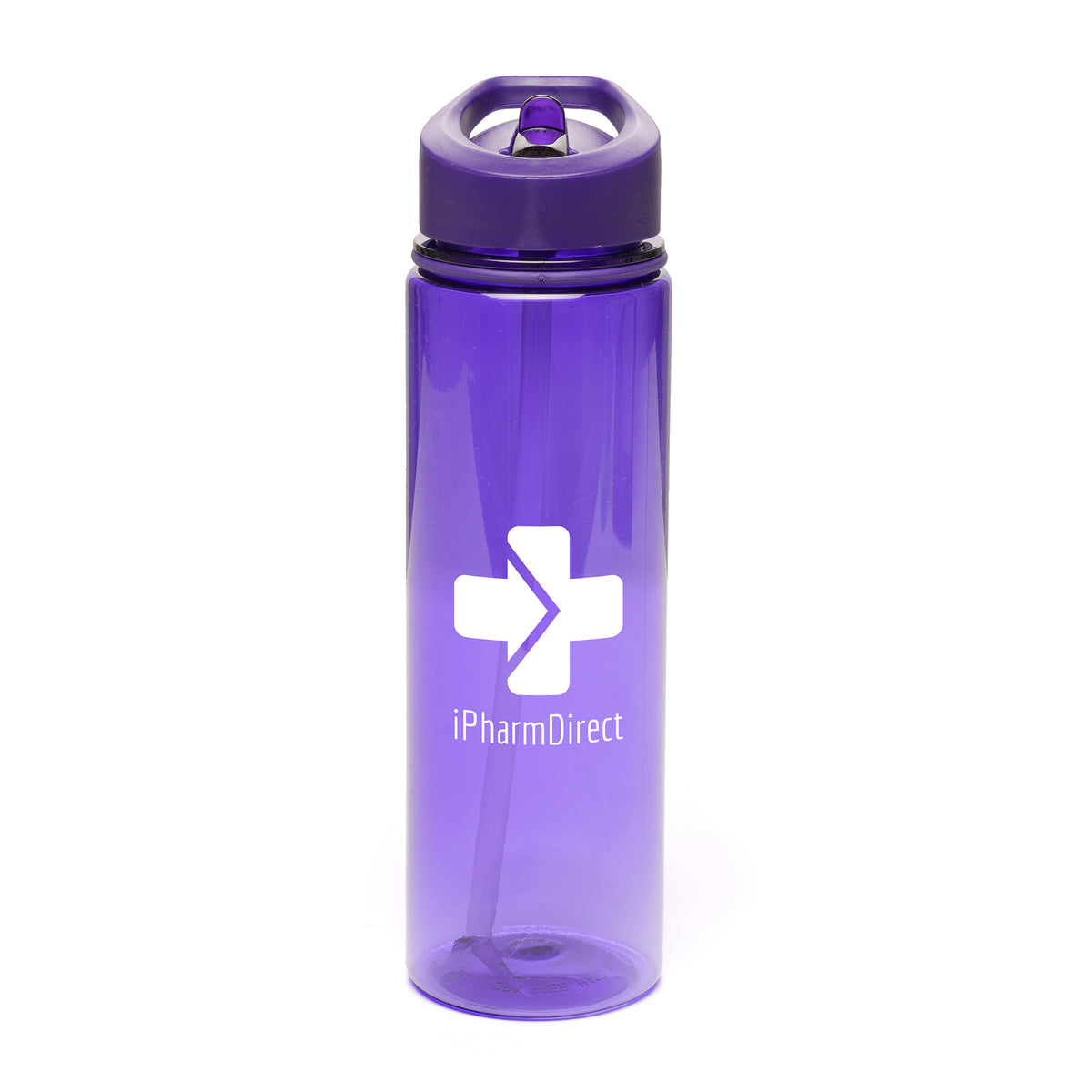 Branded Coloured RPET Drinks Bottle with Straw and Sipper in Purple