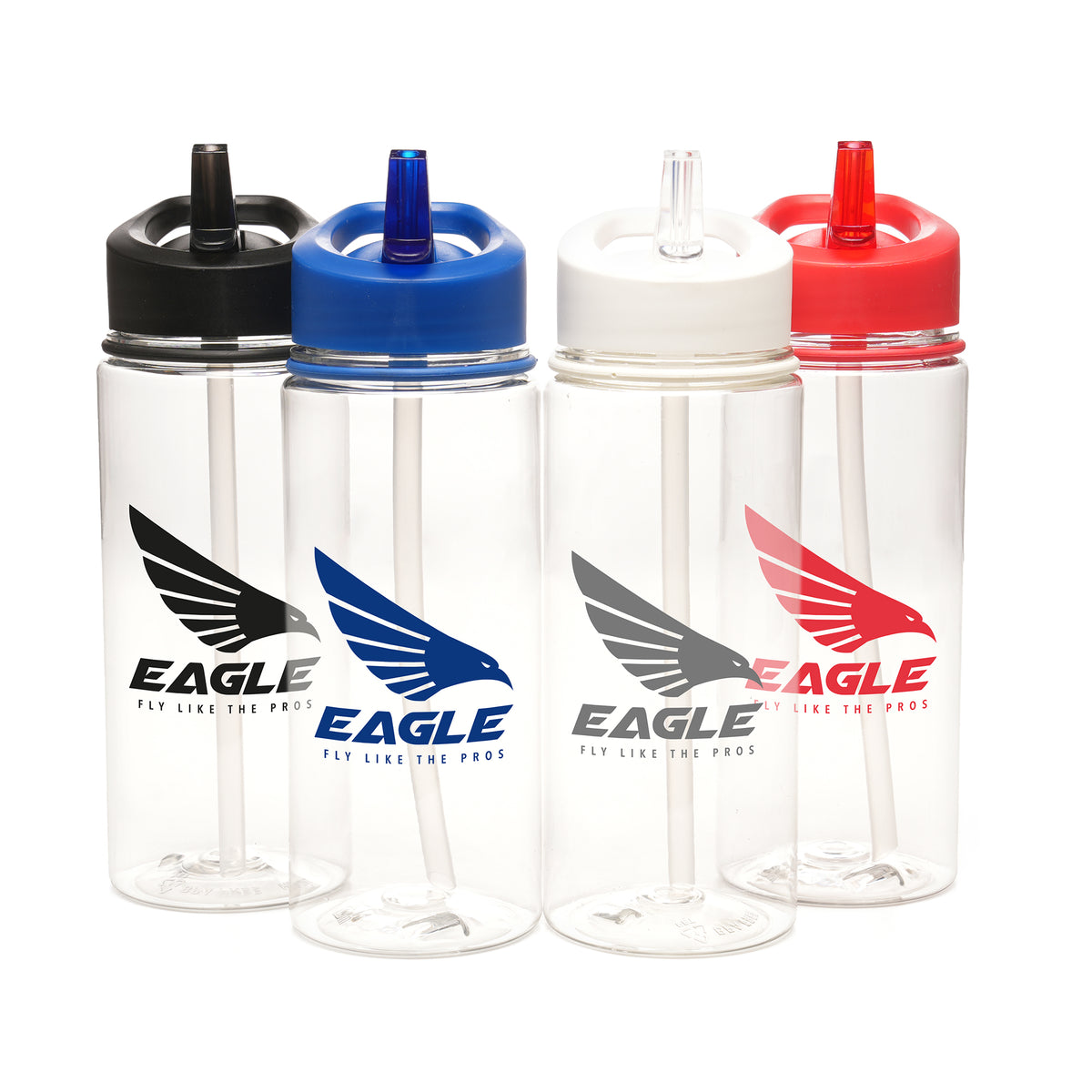 Branded 550ml Clear PET Sports Bottle with Straw