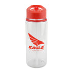 Branded 550ml Clear PET Sports Bottle with Straw in Red