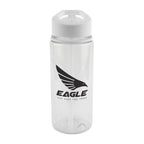 Branded 550ml Clear PET Sports Bottle with Straw in White