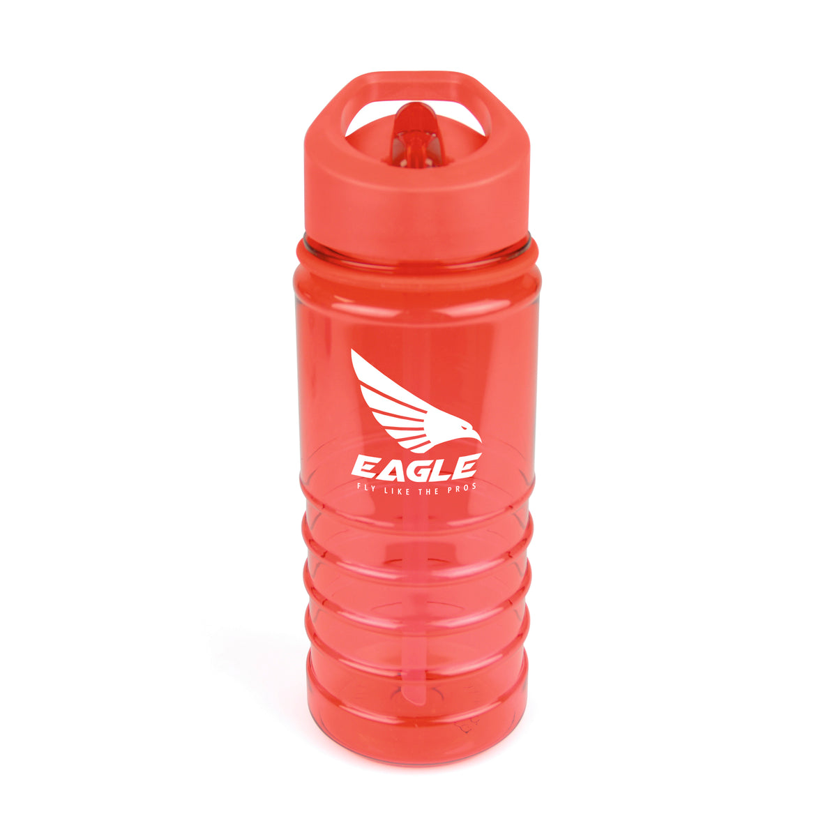 Branded 550ml Translucent Coloured Bottle with Ridged Grip in Red