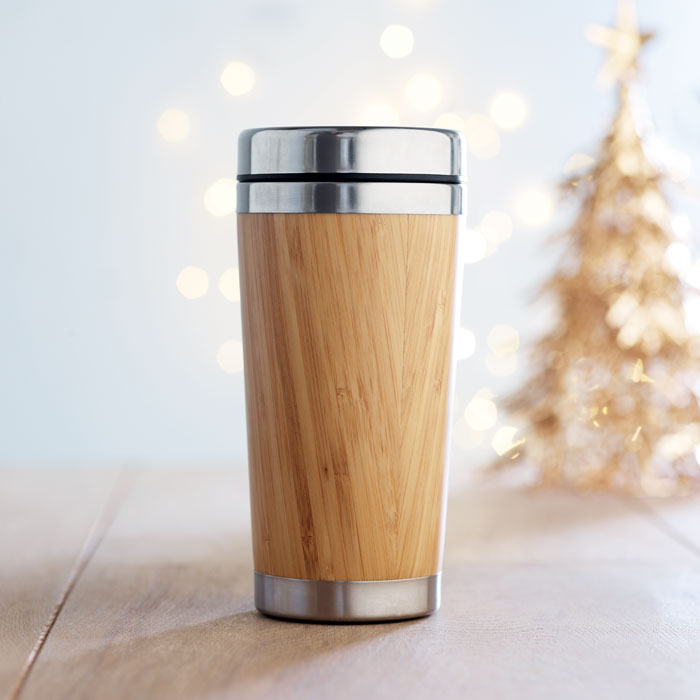 Branded Insulated Bamboo Travel Tumbler