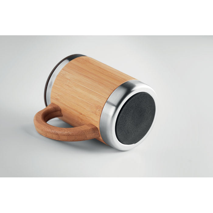 Stainless Steel and Bamboo Tumbler with Handle