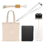 Branded Eco Cotton Shopper, Bottle & Charger Gift Set in Black