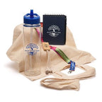 Branded Eco Cotton Shopper, Bottle & Charger Gift Set in Blue