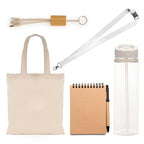 Branded Eco Cotton Shopper, Bottle & Charger Gift Set in White