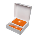 Branded Gift Set with Notebook, Pen and Insulated Bottle in Amber