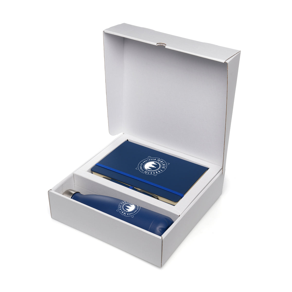 Branded Gift Set with Notebook, Pen and Insulated Bottle in Navy Blue