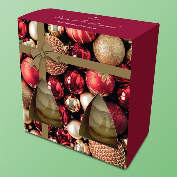 Branded boxed biscuits duo in a personalised windowed box