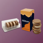 Branded chocolate macarons, box of 4