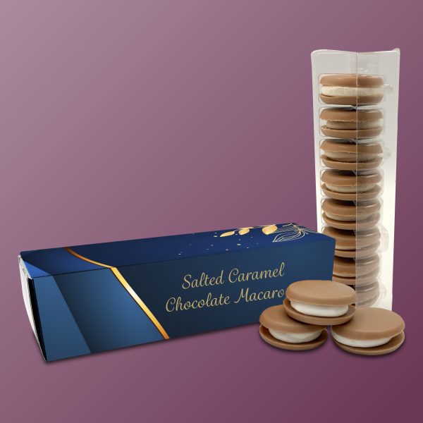 Branded chocolate macarons, box of 8