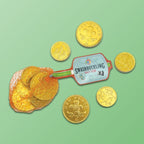 Branded net of chocolate coins, printed example