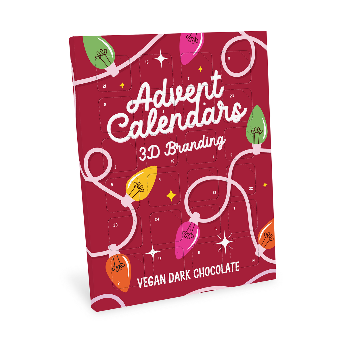 Unbranded 3D chocolate advent calendar, vegan dark chocolate