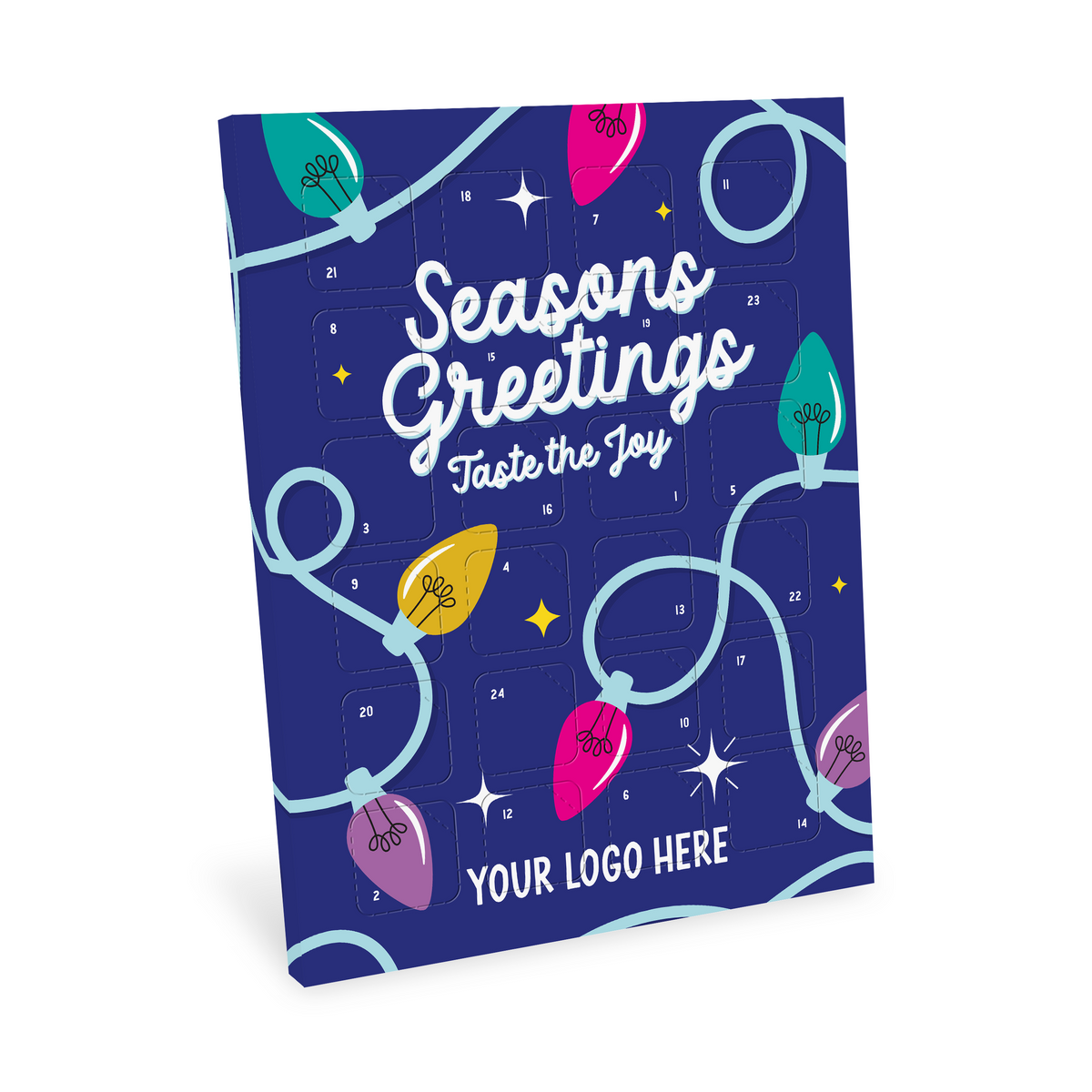 Branded Chocolate Maxi Advent Calendar, vegan dark chocolate, printed example
