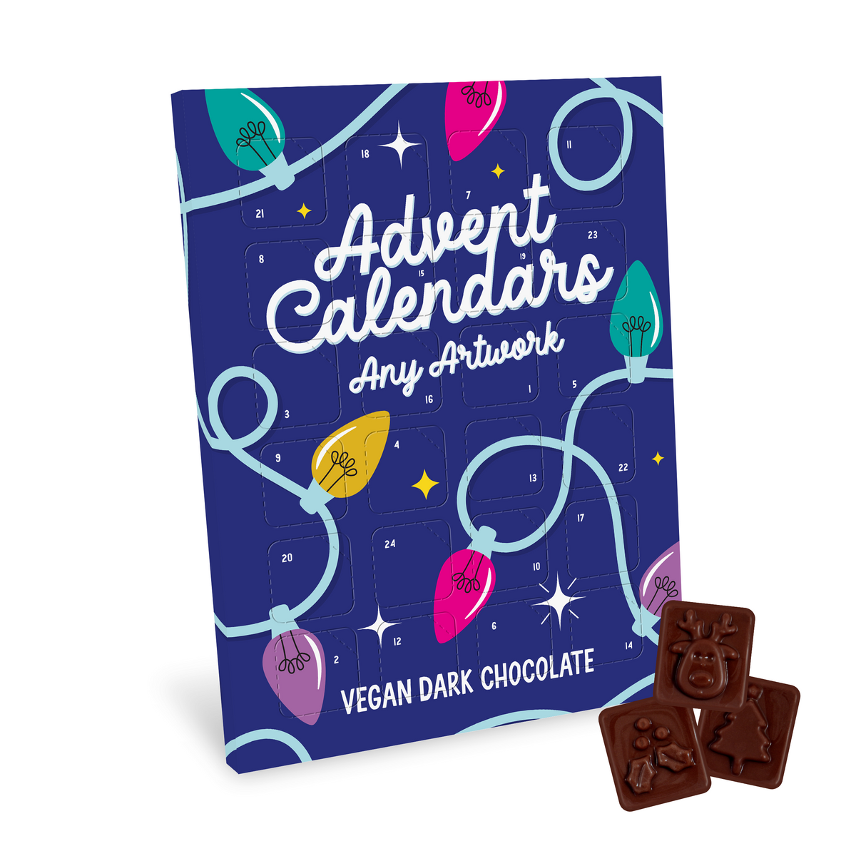 Branded Chocolate Maxi Advent Calendar, vegan dark chocolate