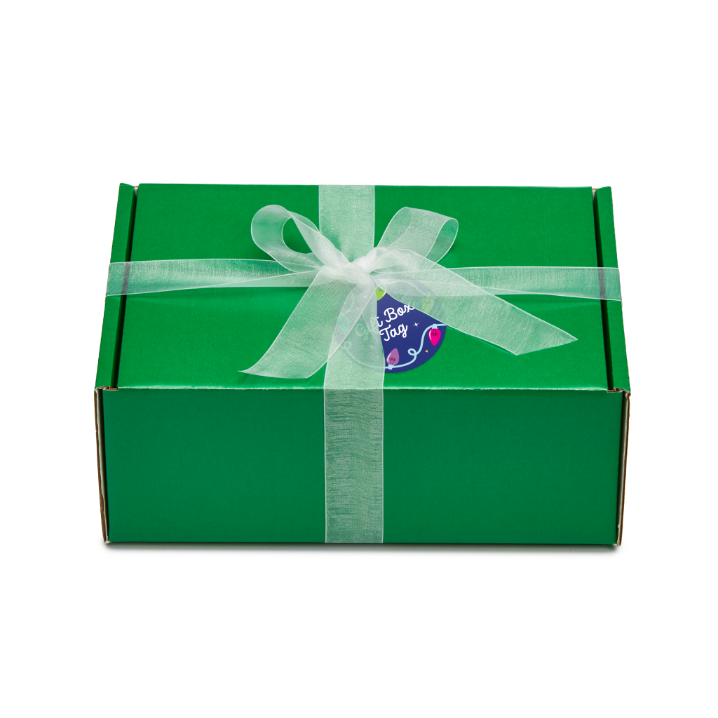 Branded Maxi Gift Box, closed with gift tag