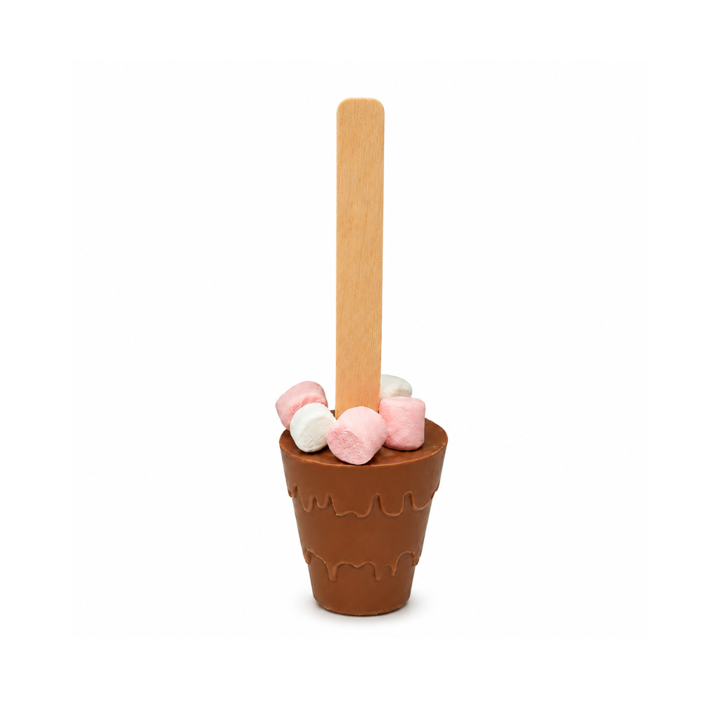 Branded milk chocolate hot chocolate stirrer, printed example