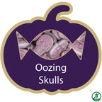Branded Halloween Mini Treat Bag - Pumpkins and Eyeballs with Oozing Skulls filling