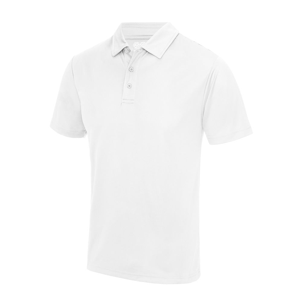 Branded Men's Quick Dry Polyester Sports Polo Shirt in Arctic White