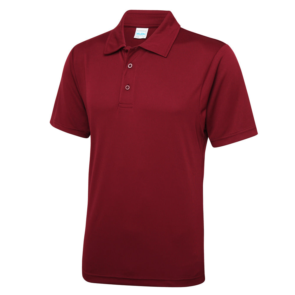 Branded Men's Quick Dry Polyester Sports Polo Shirt in Burgandy