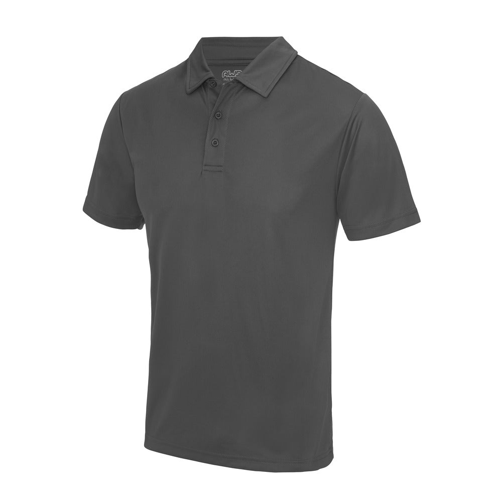 Branded Men's Quick Dry Polyester Sports Polo Shirt in Charcoal