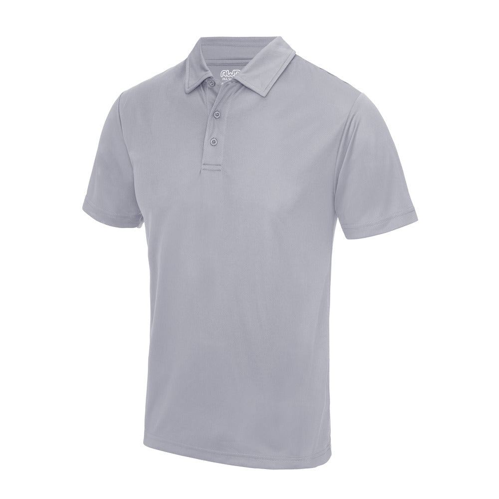 Branded Men's Quick Dry Polyester Sports Polo Shirt in Heather Grey