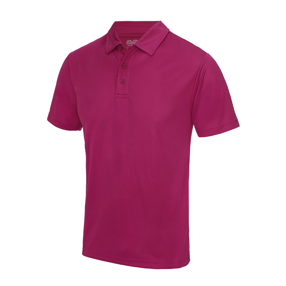 Branded Men's Quick Dry Polyester Sports Polo Shirt in Hot Pink