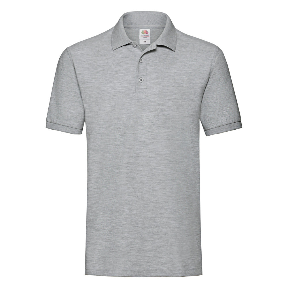 Branded Men's Premium Cotton Polo Shirt with Side Vents in Athletic Heather