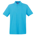 Branded Men's Premium Cotton Polo Shirt with Side Vents in Azure Blue