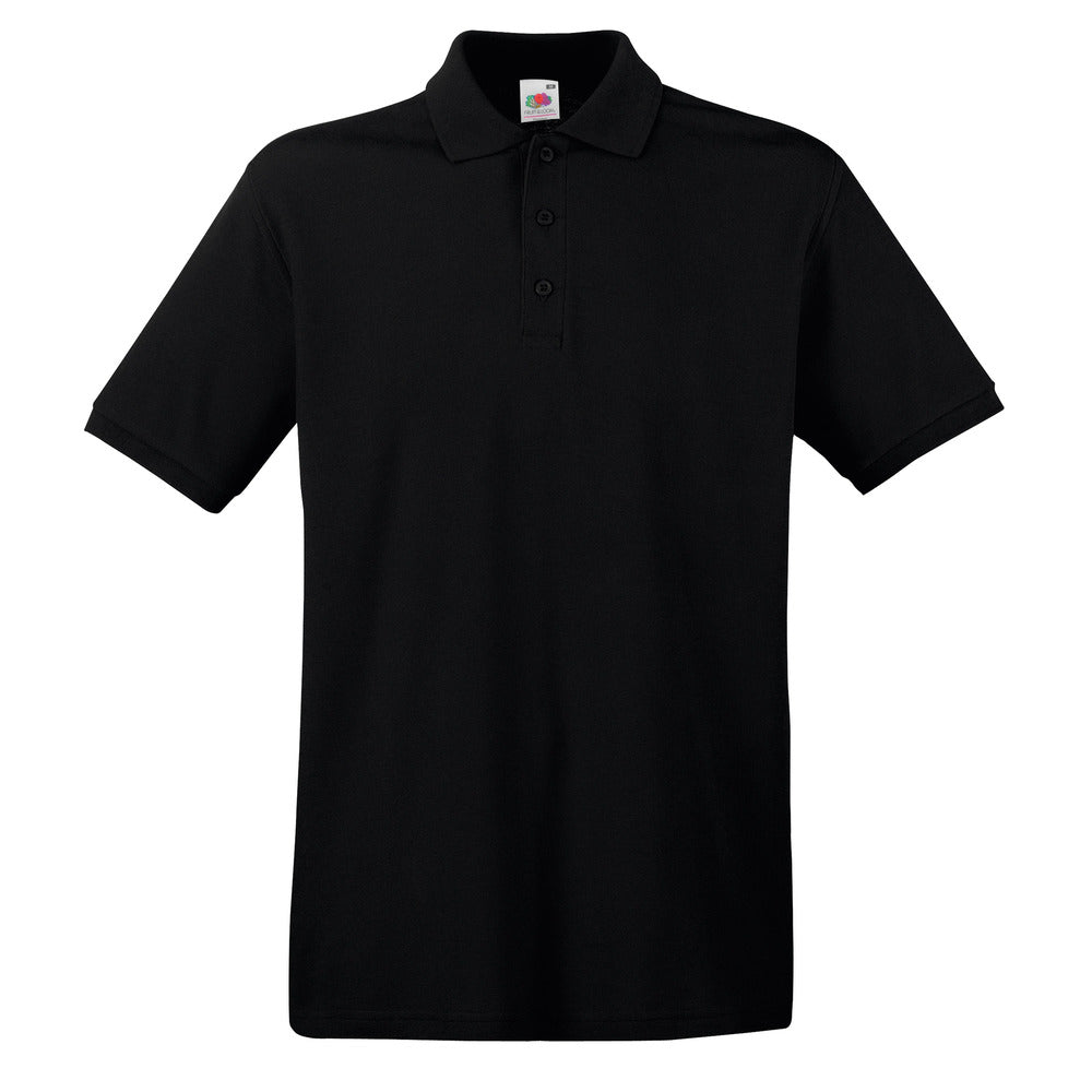 Branded Men's Premium Cotton Polo Shirt with Side Vents in Black