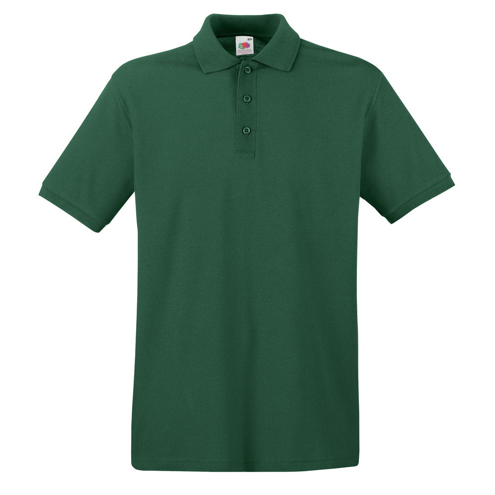 Branded Men's Premium Cotton Polo Shirt with Side Vents in Bottle Green